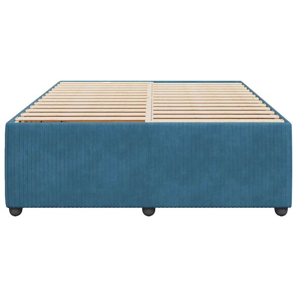 vidaXL Bed Frame without Mattress Blue 140x190 cm Velvet