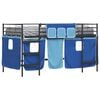 vidaXL Kids'Bunk Bed Frame with Curtains Black and Blue 80 x 200 cm