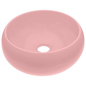 vidaXL Luxury Wash Basin Round Matt Pink 40x15 cm Ceramic