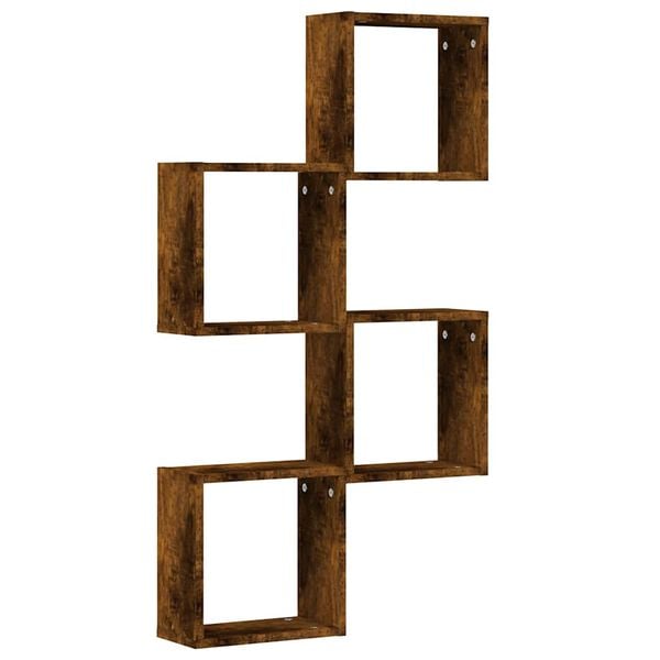 vidaXL Wall Cube Shelves 4 pcs Smoked Oak 30x15x30 cm