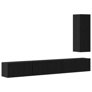 vidaXL TV Cabinet Set 4 pcs Black Oak Engineered Wood