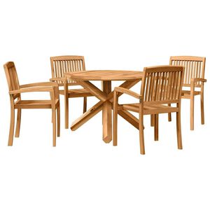 vidaXL Garden Dining Set 5 pcs Natural Solid Acacia Wood