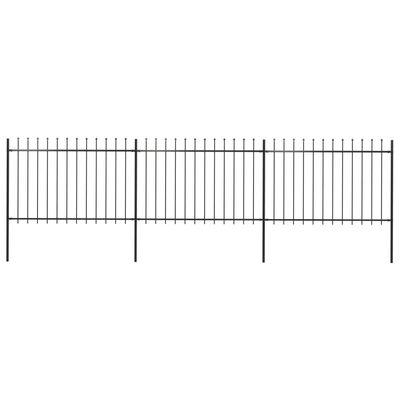 vidaXL Garden Fence with Spear Top Steel 5.1x1.2 m Black