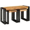 vidaXL Nesting Table 3 pcs Brown and Black Solid Mango Wood and Metal