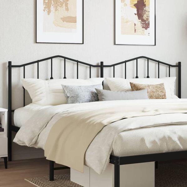 vidaXL Metal Replace Headboard Black 200 cm
