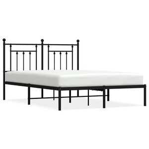 vidaXL Metal Bed Frame without Mattress with Headboard Black 140x200cm