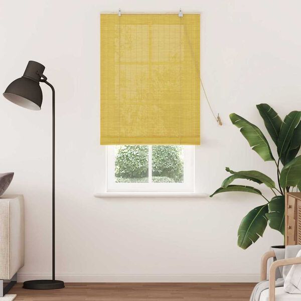 vidaXL Roller Blind with Curtains Manual Yellow 80 x 220 cm Bamboo