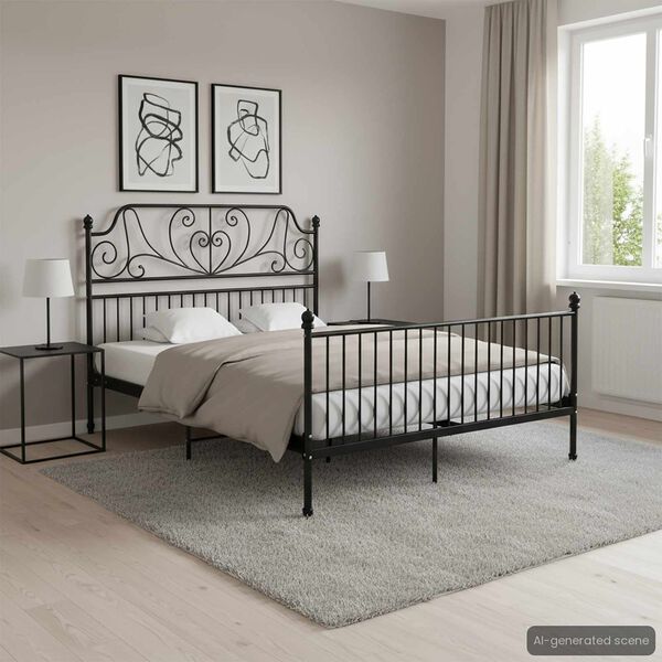 vidaXL Bed Frame without Mattress Black Metal 140x200 cm