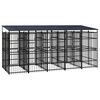 vidaXL Outdoor Dog Kennel with Roof Steel 9.22 m²