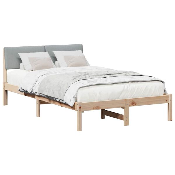 vidaXL Bed frame Brown and light grey 120 x 190 cm Solid pine wood