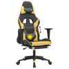 vidaXL Massage Gaming Chair with Footrest Black&Gold Faux Leather