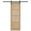 vidaXL Sliding Door Natural and Black 73.5 x 211 cm Solid Pine Wood