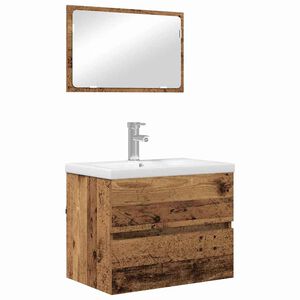 vidaXL Bathroom Furniture Set 3 pcs Old Wood Engineered Wood