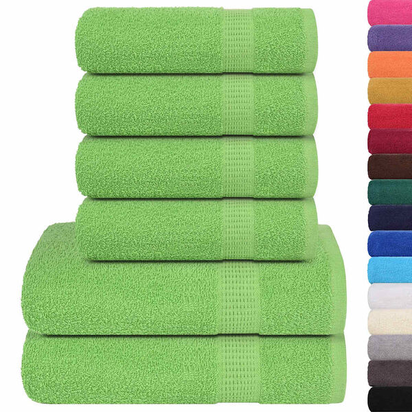 vidaXL 6 Piece Towel Set "FROGN" Apple Green 100% Cotton