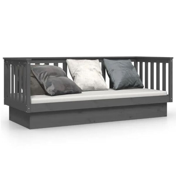 vidaXL Day Bed without Mattress Grey 90x190 cm Single Solid Wood Pine