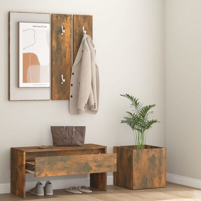vidaXL Hallway Furniture Set Smoked Oak Engineered Wood