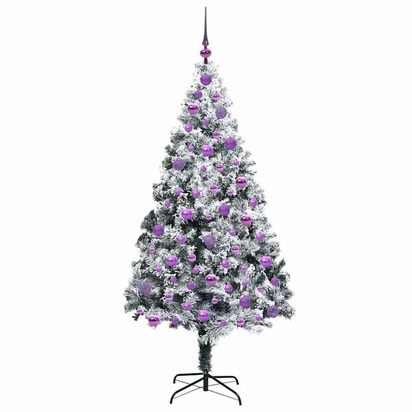 vidaXL Artificial Christmas Tree with 300 LEDs with Stand White 180 cm