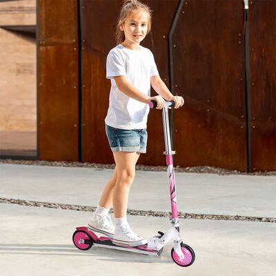 XQ Max Foldable Scooter with Foot Brake Pink and White