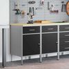 vidaXL Work Cabinet with Drawer 2 pcs Black and Grey 100 x 55 x 85 cm