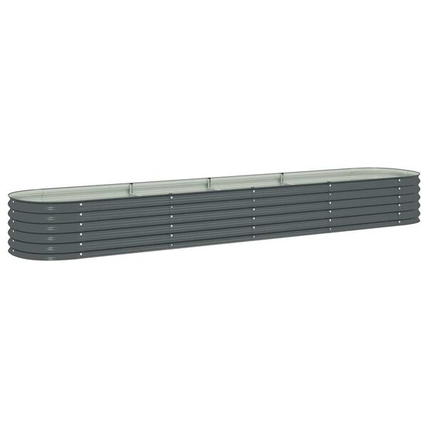 vidaXL Garden Raised Bed 400x80x44 cm Galvanised Steel Grey
