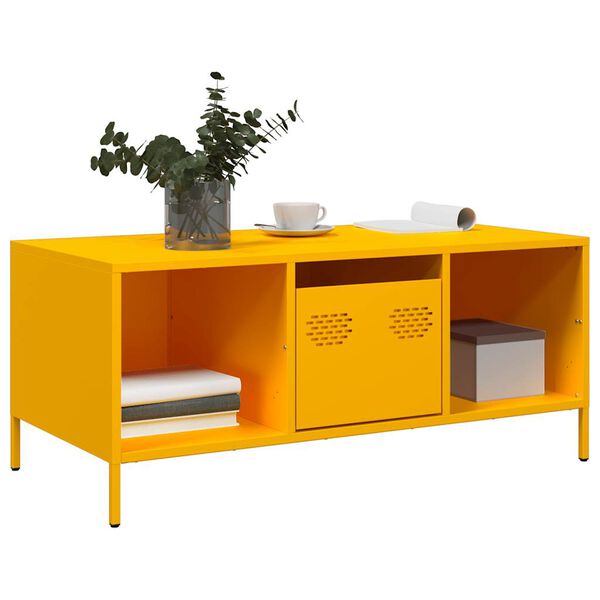 vidaXL Coffee Table Mustard Yellow 101.5x50x43.5 cm Cold-rolled Steel