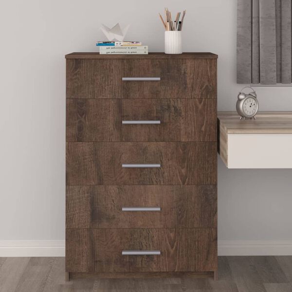 vidaXL Chest of Drawers Smoked Oak 71x35x108 cm Engineered Wood