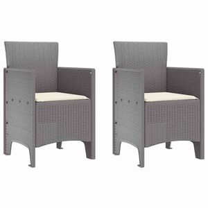 vidaXL Garden Chair 2 pcs Light Grey Polypropylene