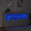 vidaXL Sideboard with LED Lights Grey Sonoma 202x37x100 cm