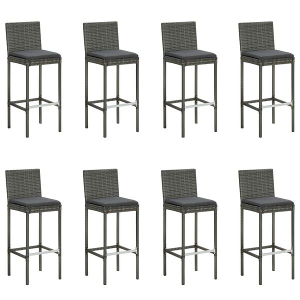 vidaXL 9 Piece Garden Bar Set with Cushions Poly Rattan Grey