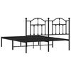 vidaXL Metal Bed Frame without Mattress with Headboard Black 140x190cm