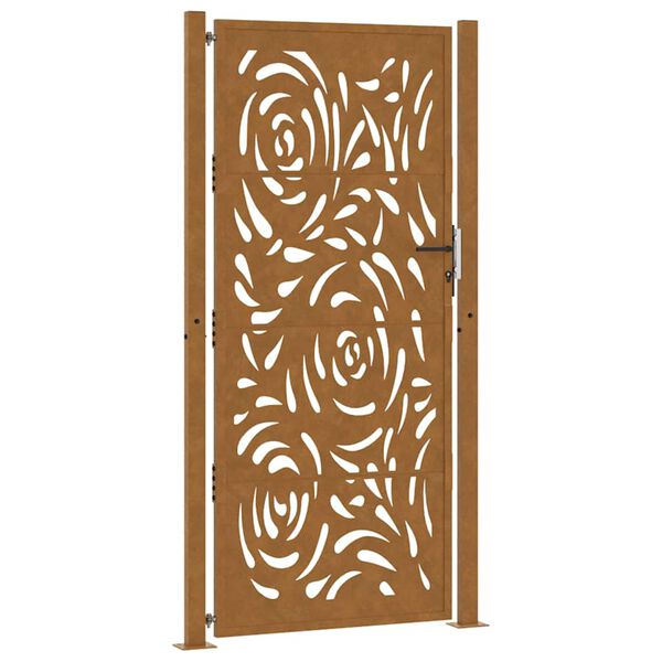 vidaXL Garden Gate 100x200 cm Weathering Steel Flame Design