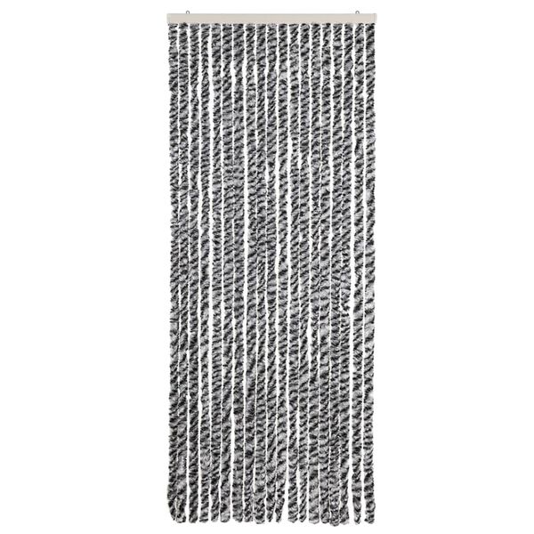 vidaXL Fly Curtain Grey and Black and White 56x185 cm Chenille
