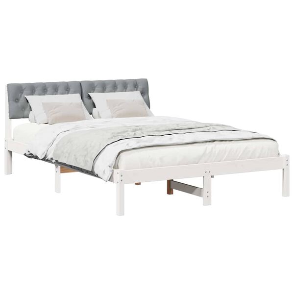 vidaXL Bed frame White and light grey 120 x 200 cm Solid pine wood