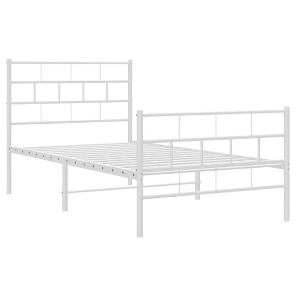 vidaXL Metal Bed Frame without Mattress with Footboard White 90x200cm
