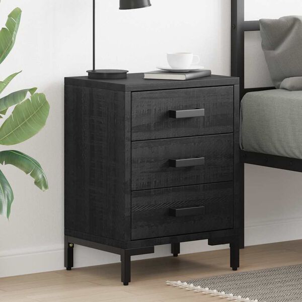 vidaXL Bedside Cabinet Black 36x30x54 cm Solid Pinewood