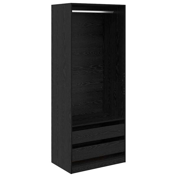 vidaXL Wardrobe with Drawer Black Oak 80 x 50 x 200 cm Engineered Wood