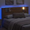vidaXL Headboard Cabinet with LED Artisian Oak 180 x 16.5 x 103.5 cm