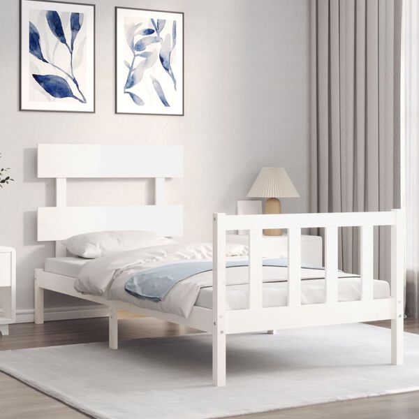 vidaXL Bed Frame without Mattress White 90x200 cm Solid Wood Pine