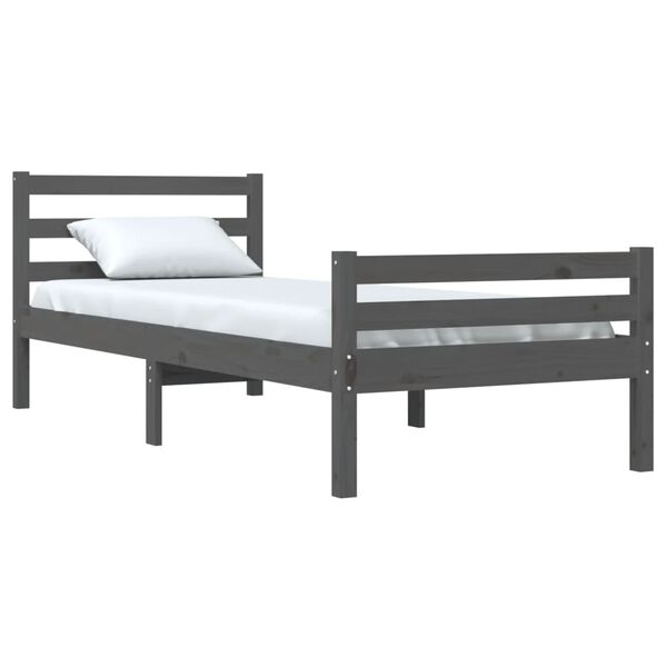 vidaXL Bed Frame without Mattress Grey Solid Wood 100x200 cm