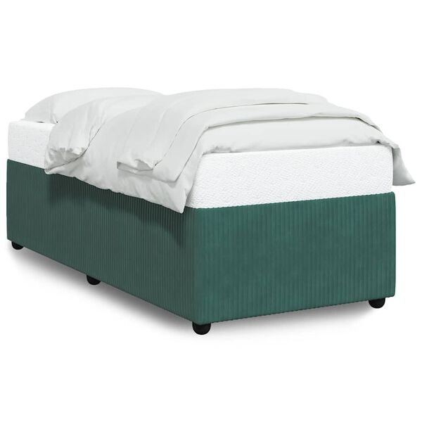 vidaXL Bed Frame without Mattress Dark Green 90x190 cm Single Velvet