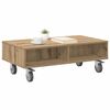 vidaXL Side Table with Wheels Artisan Oak 90 x 50 x 30 cm
