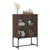 vidaXL Side Cabinet with Glass Doors Brown Oak 69x37x100 cm