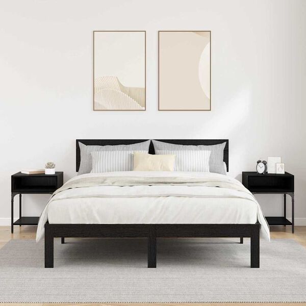 vidaXL Bedside Table 2 pcs Black Oak 40 x 40 x 50 cm Engineered Wood