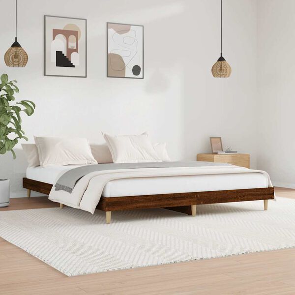 vidaXL Bed Frame without Mattress Brown Oak 120x200 cm Engineered Wood