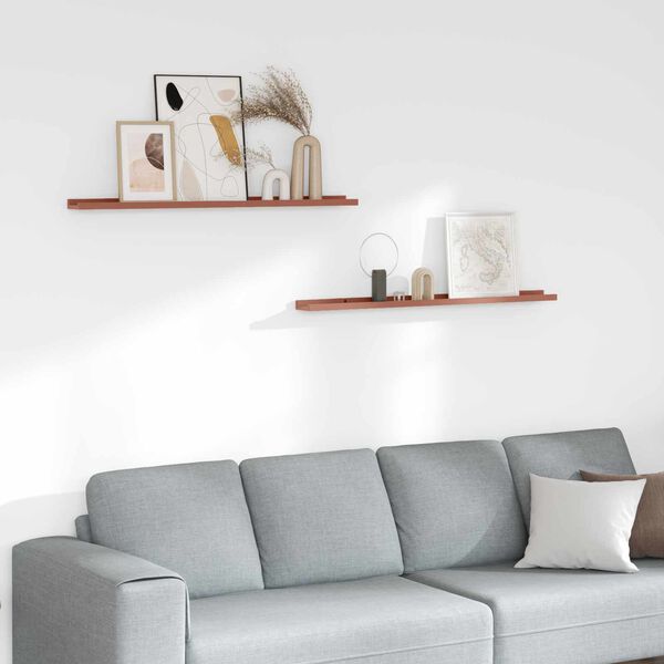 vidaXL Wall Shelf with Shelf 2 pcs Red 100 x 9 x 3 cm Engineered Wood