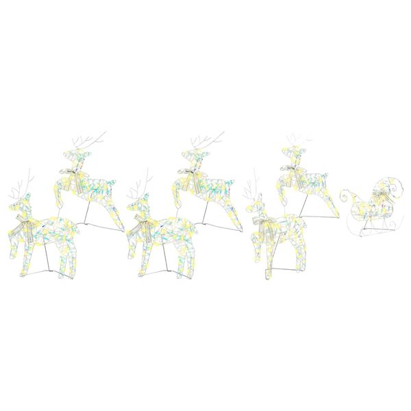 vidaXL LED Reindeers with 40 LEDs 7 pcs Multicoulur PET