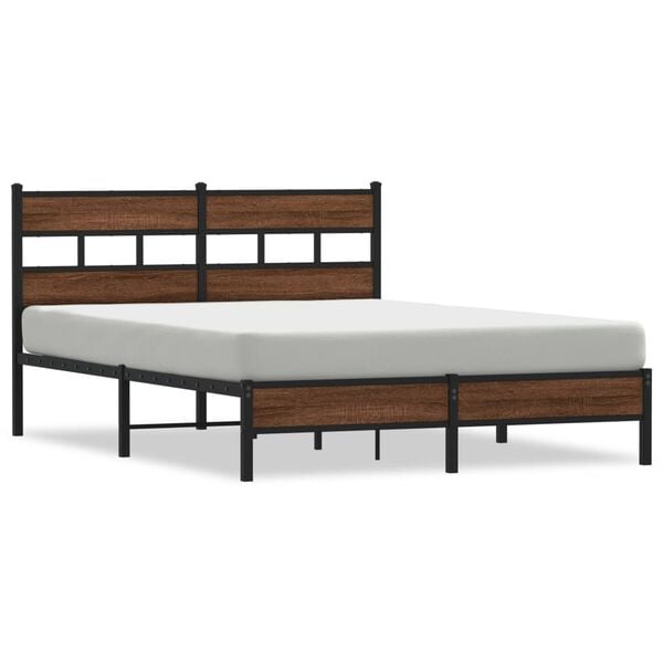 vidaXL Bed Frame without Mattress Brown Oak 140x190 cm Engineered Wood