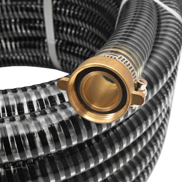 vidaXL Suction Hose with Brass Connectors 10 m 25 mm Black