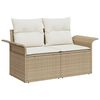 vidaXL Garden Sofa with Cushion Beige 141 x 62 x 69cm Poly Rattan