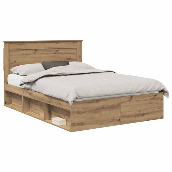 vidaXL Bed Frame Artisian Oak 140 x 190 cm Solid Pine Wood